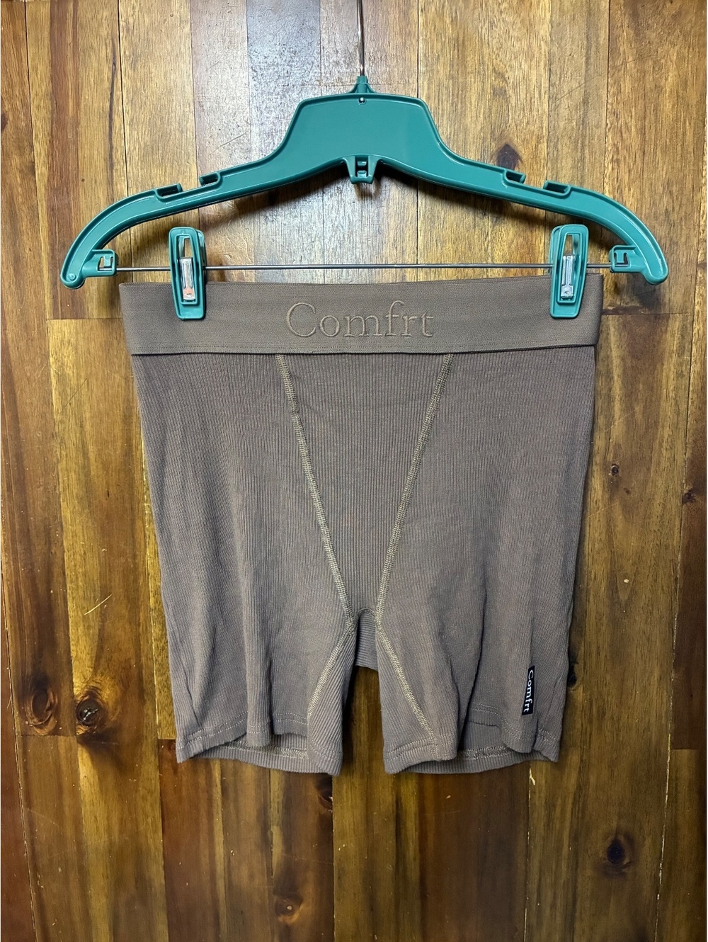 Comfrt Rib Contour Boxer Shorts Brown Women’s Medium Lounge Athleisure